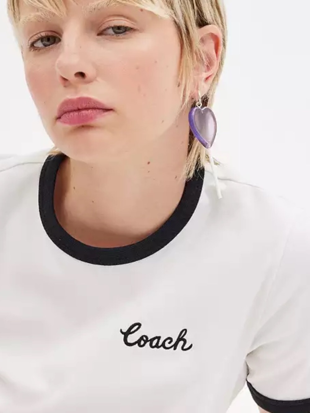 Coach White Ringer Tee with Black Trim Medium NWOT - Picture 7 of 9